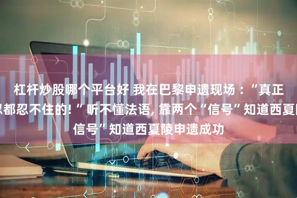 杠杆炒股哪个平台好 我在巴黎申遗现场 : “真正的骄傲是忍都忍不住的! ”听不懂法语, 靠两个“信号”知道西夏陵申遗成功
